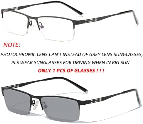 мъжки слънчеви очила за четене laureles Transition Readers 2022, модни квадратни метални очила в полурамке, черни фотохромичните