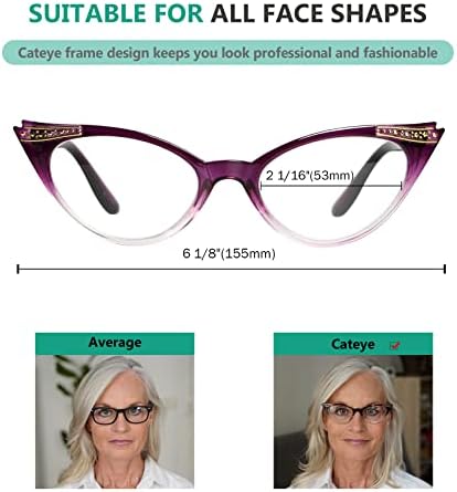 Дамски очила Котешко око Eyekepper в 6 опаковки включват четци Sunshine (по един за всеки цвят, 3,00).