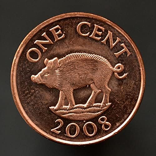 Монети на Бермудските острови по 1 точка (Магнитни 2008 Животно - Царица на Свине 19 мм Медни монети KM107A