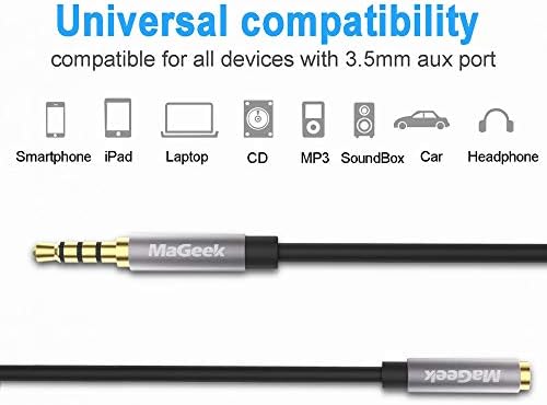 MaGeek 3.5 мм Аудио Aux кабел за Удължаване, (3,3 фута / 1,0 м) TRRS 4-Щифта Кабел за слушалки между мъжете