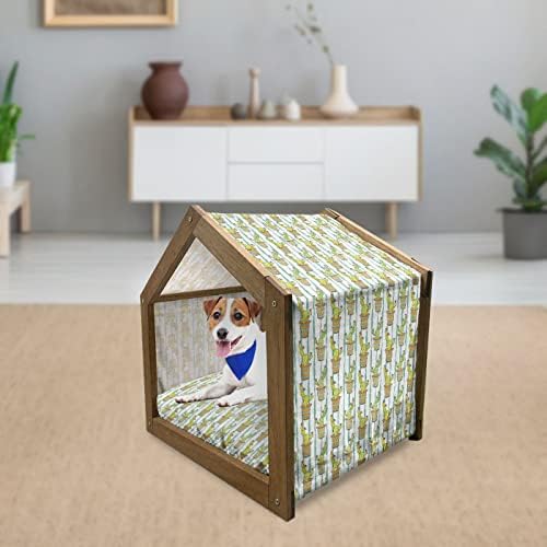 Дървена Къщичка за кучета Ambesonne London, Елементи на популярната британска култура, Ретро Цвят С Шарките на Хартата