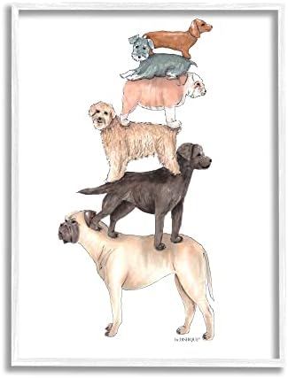 Илюстрация на Смесени породи кучета Stupell Industries, Балансирующих в Изправено положение, Дизайн от Dishique