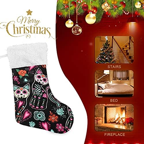 Коледни Чорапи ALAZA с Котки и декоративни цветя на Хелоуин, Класически Персонализирани Големи Чулочные Украса за Семейни