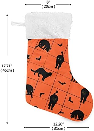 Коледни Чорапи ALAZA на Хелоуин, Черни Котки, прилепи, Оранжеви Класически Персонализирани Големи Чорапи, Бижута за Семейни