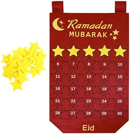 Украса за календар Рама-дан, Календар за обратно броене Ейд Мубарак за деца, Етикети със Звездите на Плаката с Календара