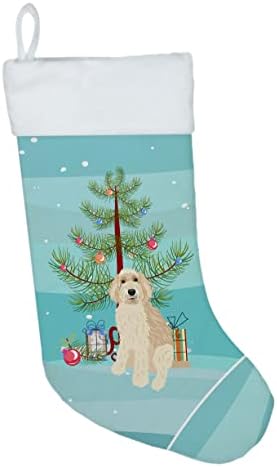 Caroline's Treasures WDK3019CS Драскат Светлобежов 2 Коледни Чорапи, чорапи за висящи пред камината, Коледен