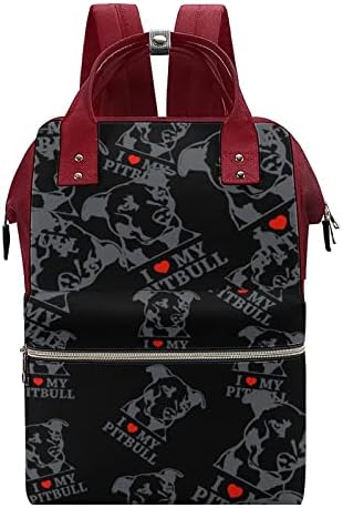 I Love My bag Чанта за Пелени с принтом Питбуля, Детска Раница, Чанта за Памперси, Водоустойчива Чанта През Рамо За