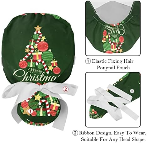 2 Опаковане на Женската Работна шапка с Копчета, Завязанной Отзад на Панделка, Червени и Сини Коледни Калъфи за