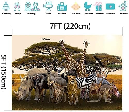 Фанхуй 7x5 метра Тропическа Африка Гора Сафари в Джунглата Живописна Фона на Голям Банер Реалистични Животни Жираф Антилопа
