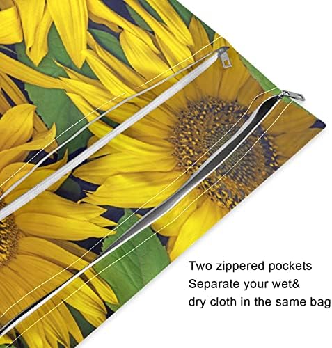 ZZXXB Sunflower Land Водоустойчив Влажна Чанта за многократна употреба Текстилен Влажна Пелена Суха Чанта с Джоб