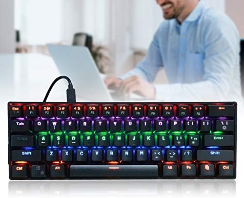 Жични Клавиатура ASHATA USB с 87 Клавиши, led RGB подсветка, с Кабел за захранване, Резервен Ключ, Съемником клавиши,