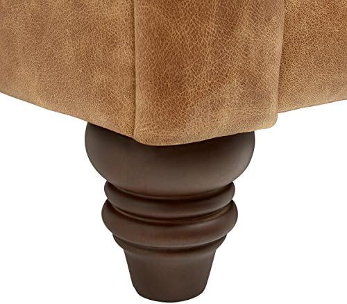 Марка – стол с акцент от естествена кожа, Stone & Beam Bradbury Chesterfield 50 W, коняк