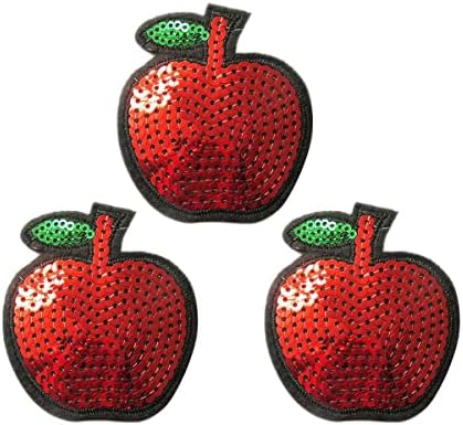 YYCRAFT Опаковка от 24 бр Червени Блестящи пайеток Apple 2 5/8 С аппликацией от желязо, Бродирани Ленти, Сватбена Украса за