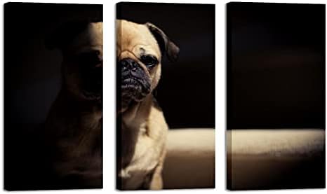 Стенно Изкуство за Всекидневната, Красив Мъж Кученце Мопс, Декоративен Комплект за Рисуване с маслени Бои в Рамка,