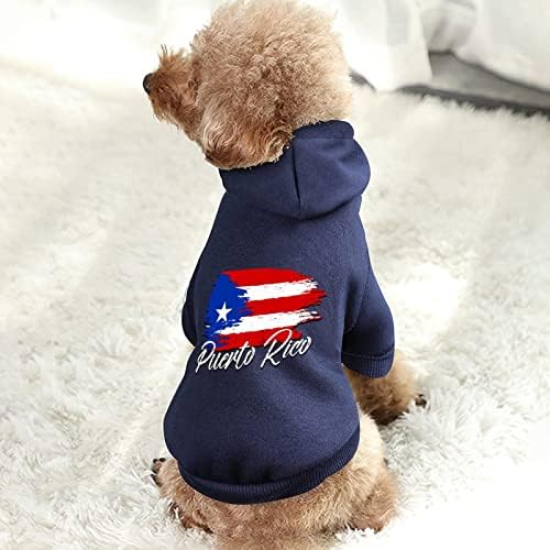 Реколта Цели Тениска за Кучета с Флага Пуерто-Рико, Модерен Костюм за Кучета с Кепкой, Аксесоари за Домашни Любимци
