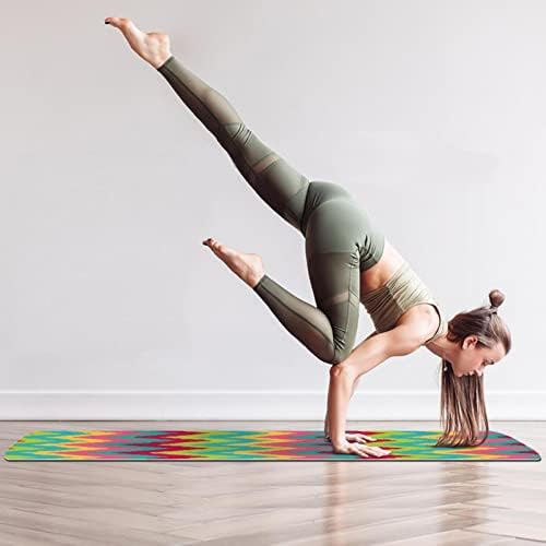 Ярко Жълта Розово Синьо-Зелено килимче за йога с шевронным модел, Дебели Нескользящие постелки за йога за жени