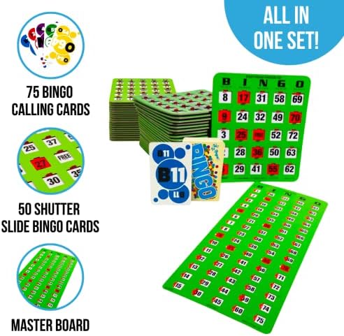 Игри Regal - Комплект за игра на бинго с разтегателен карти на затвора, които лесно се четат и на върха на пръста си