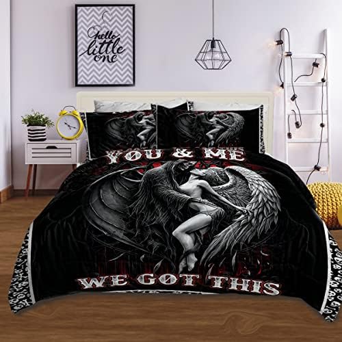 MILANKET/Комплект одеяла с Черен Череп, Кралски Размер на 3 предмета, Супер Меко Топло Леко одеяло Ти и аз, Комплект,
