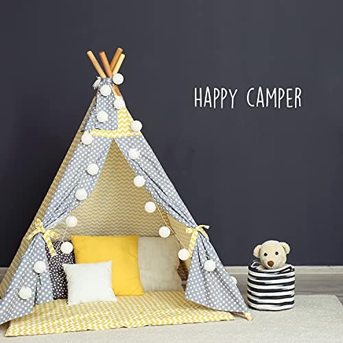 Vinyl Стикер на стената - Happy Camper - 4,5 х 22 - Модерен Вдъхновяваща Положителна Стикер с Прекрасна Оферта за Спални,