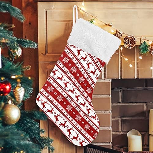 Коледни Чорапи ALAZA с Елени и Снежинками, Класически Персонализирани Големи Чулочные Украса за Семейни Тържества,