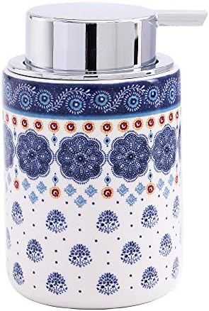 Керамични опаковка за сапун Bico Blue Talavera капацитет от 12 унции с подвижна помпа Е идеален за сапун за кухня, сапун