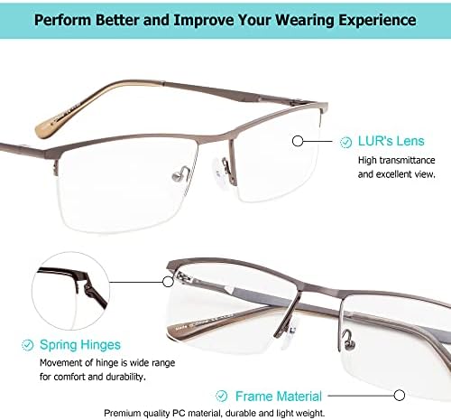 LUR 3 опаковки очила за четене в полукръгла рамка + 4 опаковки класически очила за четене (само 7 двойки ридеров + 2,50)