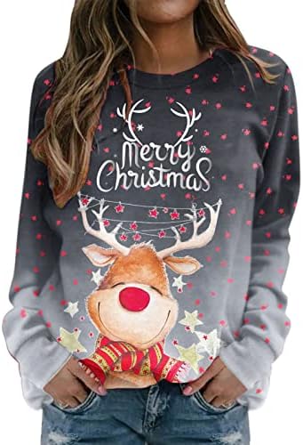 Xiloccer 2023, Женски Коледни Тениски с Графичен Дизайн, Дамски Hoody с Кръгло деколте и Коледните Принтом за Всеки Ден,