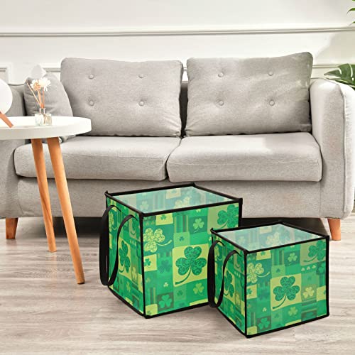 Сейнт Патрик Зелен Цвят Кошница За Съхранение Сгъваема Кошница За Съхранение на Играчки Куб Кошница за Дрехи