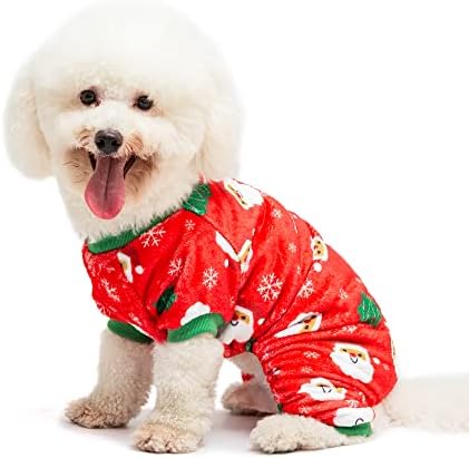 Фланелевая Пижами За кучета PUPTECK-Скъпа Мека Дрехи За домашни любимци във формата на Дядо Коледа и Снежинки, Гащеризони,