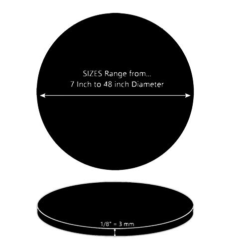 Един (диаметър 30 см) Кръгъл диск от черна акрилна заготовки, изсечен лазер: Кръг от плексиглас с гладки ръбове 1/8 от инча