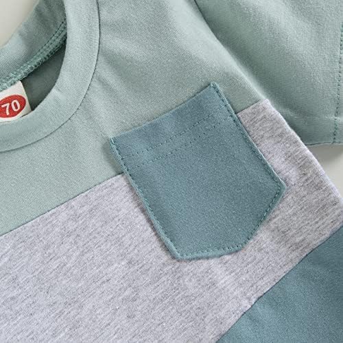 Hoanselay/ Комплект Летни Шорти за бебета и малки Момчета, Тениска с къс ръкав в Цвят Блок, Топ и Ежедневни Панталони,