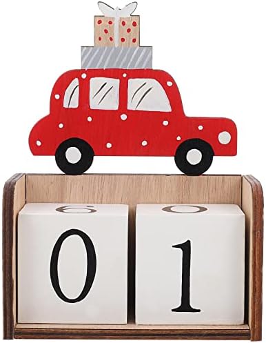 Didiseaon Начало Декор Коледен Камион Адвент Обратно Броене Календар Номер, Дата на Дървени Блокове Вечен Настолен Календар