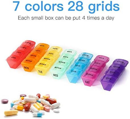 Цветна кутия за хапчета Hoshen, Кутия за хапчета за една седмица, четири Напомняне в деня, Кръгла Преносима
