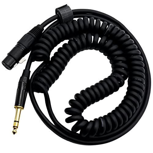 Жак EITMOSS XLR с жак до 1/4 инча, Спирален кабел TRS Конектор за свързване на балансиран сигнал, Макара за свързване на микрофон, кабел XLR до четвърти инча (6,35 мм), Извит Инст?