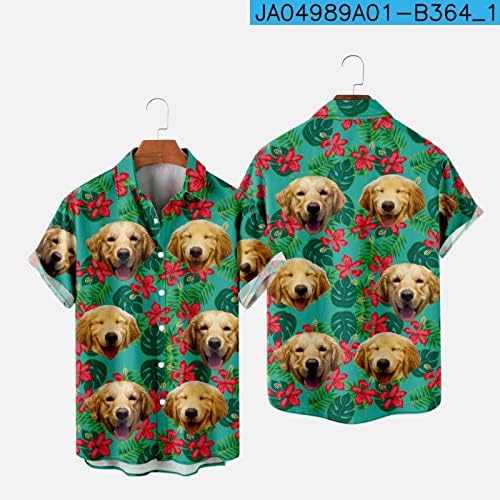 WYBAXZ Коледни Якета за мъже, Хавайски Ризи с принтом, Плажни Ризи с копчета и Къс ръкав, Мъжки Ризи