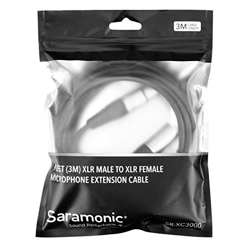 Saramonic 9,84 Фута (3 м) 3-Пинов XLR кабел за микрофона между мъжете и жените, за да се студиа и предавания