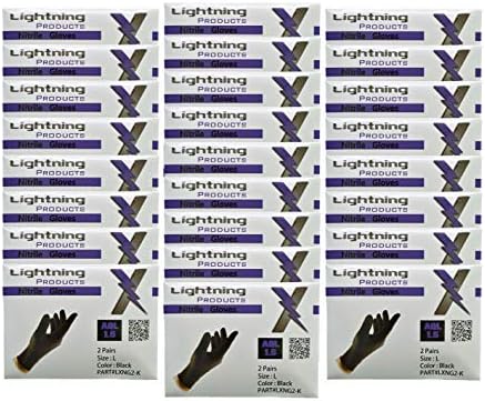Чифт ръкавици Светкавица X от черно нитрил, В индивидуална опаковка, 100 ръкавици, 50 Двойки, 25 Опаковани в кардън