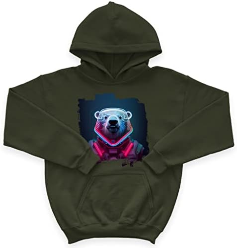 Детска hoody от порести отвътре с красива глава на бяла мечка - Научно-Фантастична Детска hoody с качулка