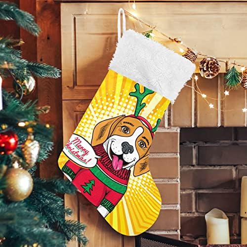 Коледни Чорапи ALAZA, Забавен Сладък Бигъл с Изненада, Класически Персонализирани Големи Чорапи, Бижута за Семейни Тържества,