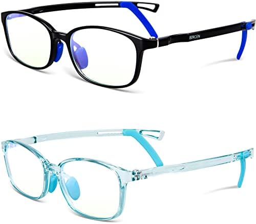 Очила Bircenpro Blue Light за деца: 2 опаковки на Компютърни очила, Заключващи отблясъци, от напрежението на очите, за детски