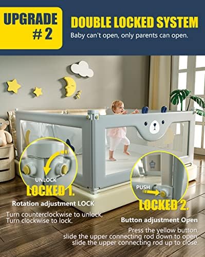 Брони за яслите CuteBear за деца - Удължавам огради за детски легла 60 70 80 (3 страни: идеален за легла California