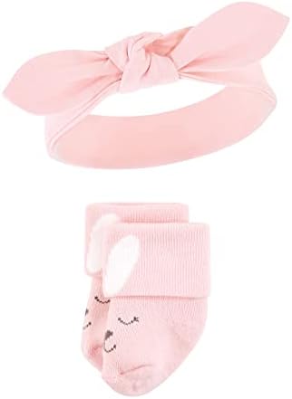 Комплект Чалми на главата и Чорапи за новородени момичета Hudson Baby, Заек, 0-9 месеца