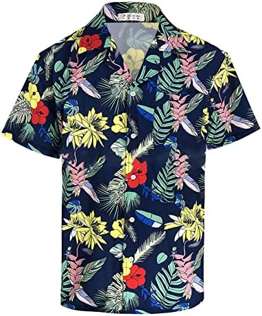2023 Нови Хавайски Ризи за Мъже с Къс Ръкав Regular Fit Мъжки Ризи с Цветен Модел на бързо съхнещи Мъжки Ризи