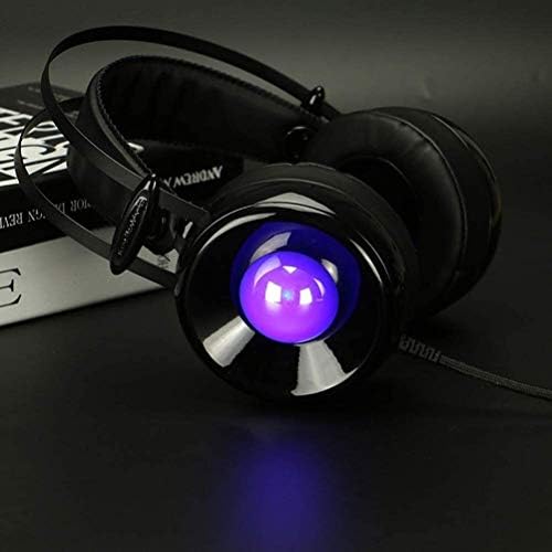3.5 мм Слушалки Стерео Hi-Fi Бас Шум Led Лампа, Слот за Слушалки Компютърна Игрална Слушалки за PC (Черен) YANG1MN