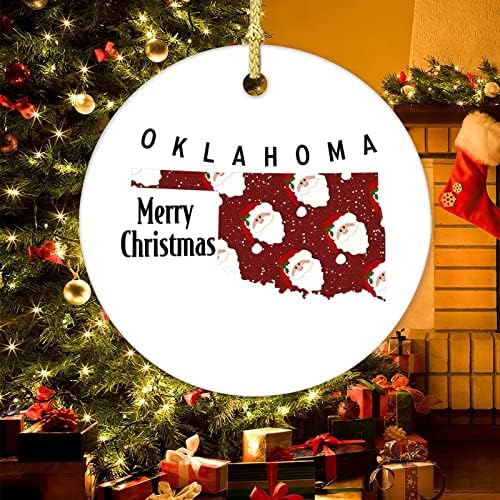Украшение Оклахома Коледен Керамични Двустранен Коледа Коледен Орнамент Весела Коледа Щата Оклахома Керамичен Коледен