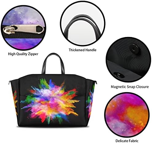 Чанта за Пелени с Дъгова Рисувани Чанта-тоут с Ремъци за количка, Цветен Модел, на Голяма Пътна Чанта за Памперси,