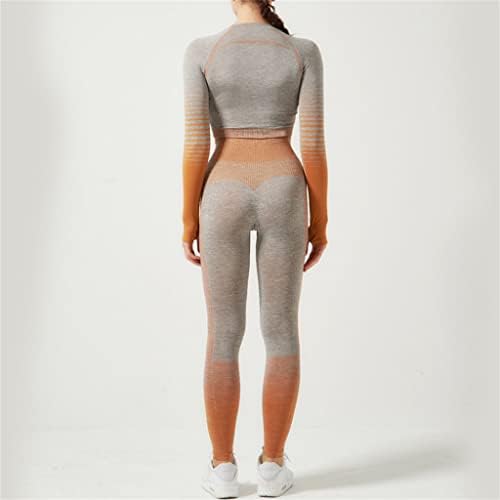 CZDYUF Женски Комплект дрехи за фитнес и Йога, Быстросохнущий спортен костюм за бягане, с наклон от две части, Голям