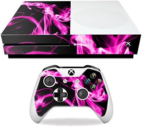 Корица MightySkins, съвместима с Microsoft Xbox One S - Pink Flames | Защитно, здрава и уникална Vinyl стикер | Лесно