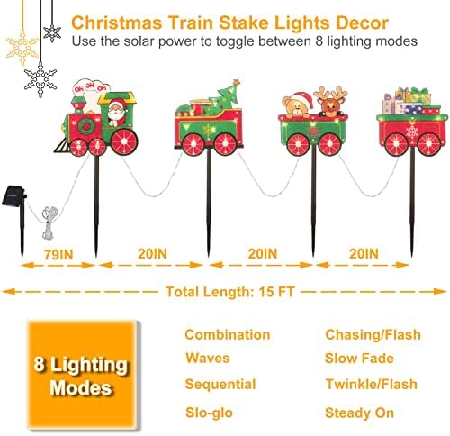 Комплект от 4 теми За Влакове, Коледни Светлини За пешеходна пътека, Led Насоки За проследяване На Слънчеви Батерии,