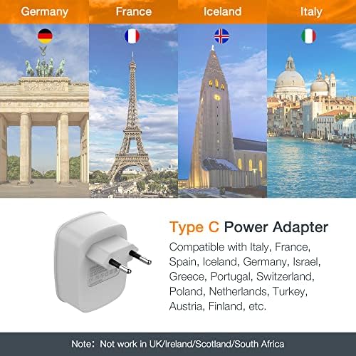 Европейският адаптер за пътуване, Штепсельная вилица TESSAN International Power Plug с 2 USB Адаптер за контакта Type C